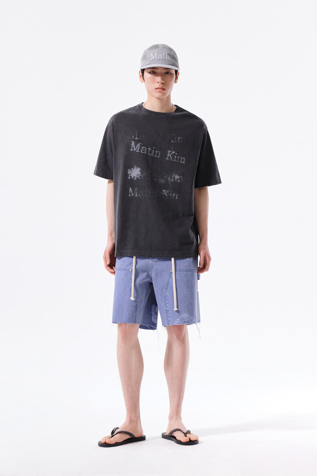 Matin Kim Pigment Graffiti Logo Tee — Charcoal