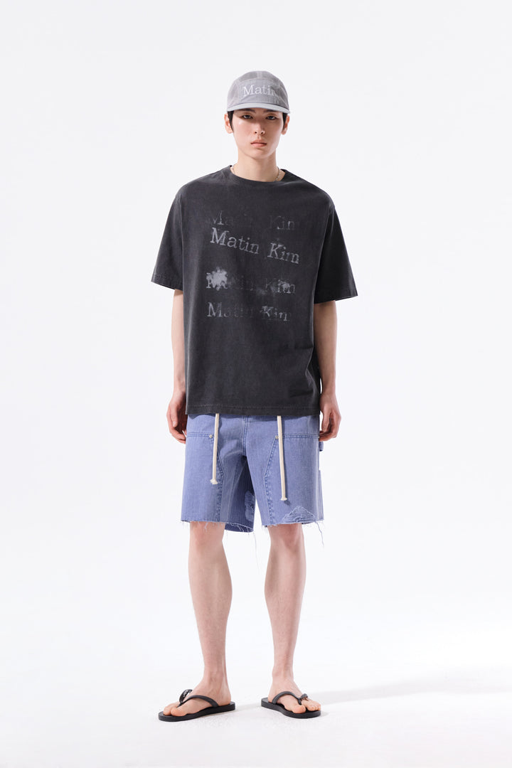 Matin Kim Pigment Graffiti Logo Tee — Charcoal