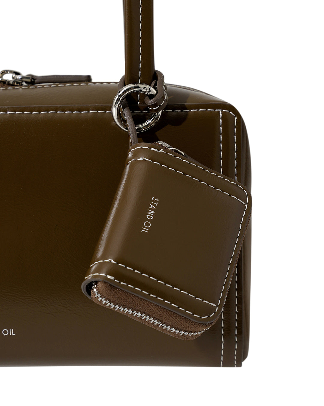Stand Oil Post Bag — Square Box Shoulder Bag — Stitch Mocha