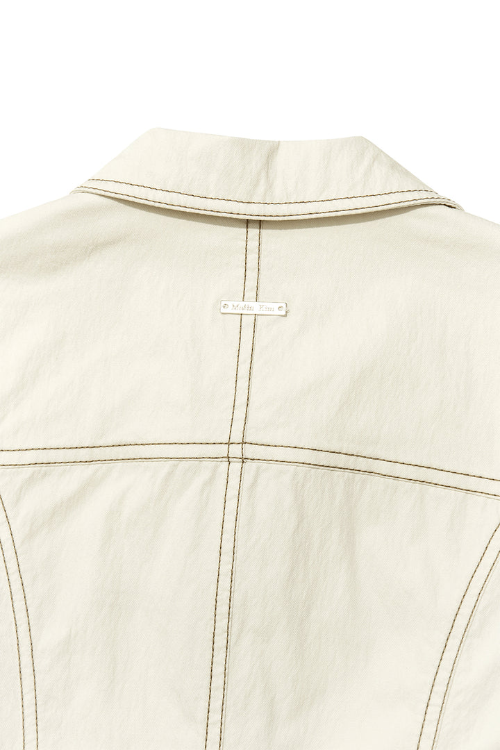 Matin Kim Stitch Point Slim Shirket Light — Beige