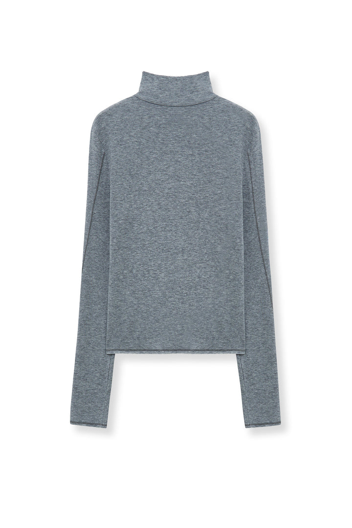 Matin Kim Button Slit Half Neck Top — Gray