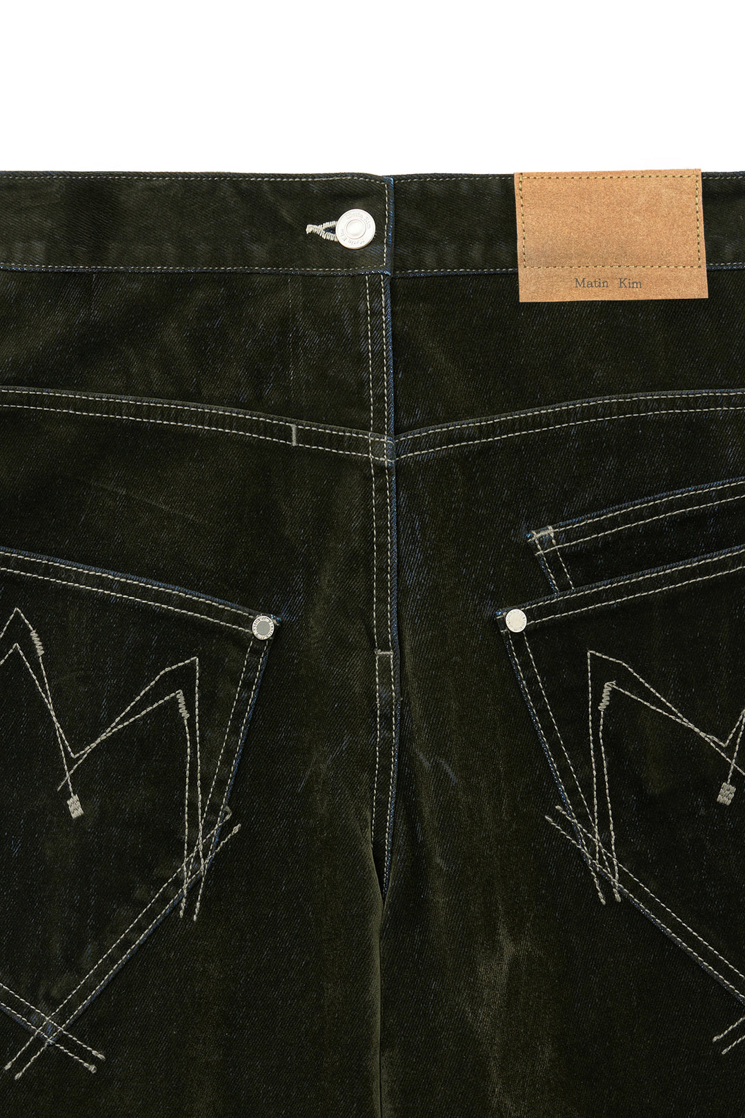 Matin Kim Reverse Velvet Wide Denim — Khaki