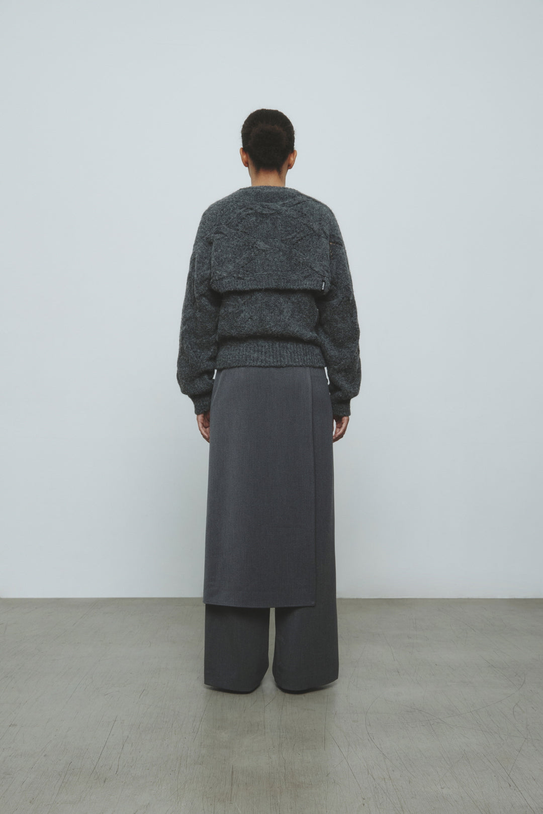 KIMMATIN Skirt Wrap Layered Pants — Gray