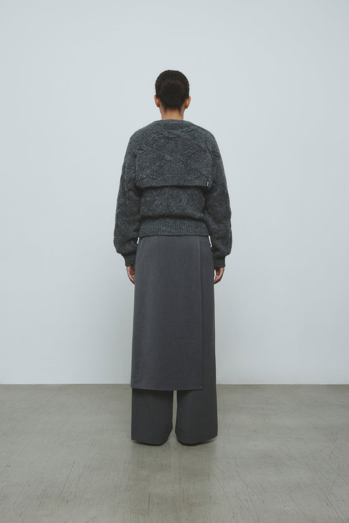 KIMMATIN Skirt Wrap Layered Pants — Gray