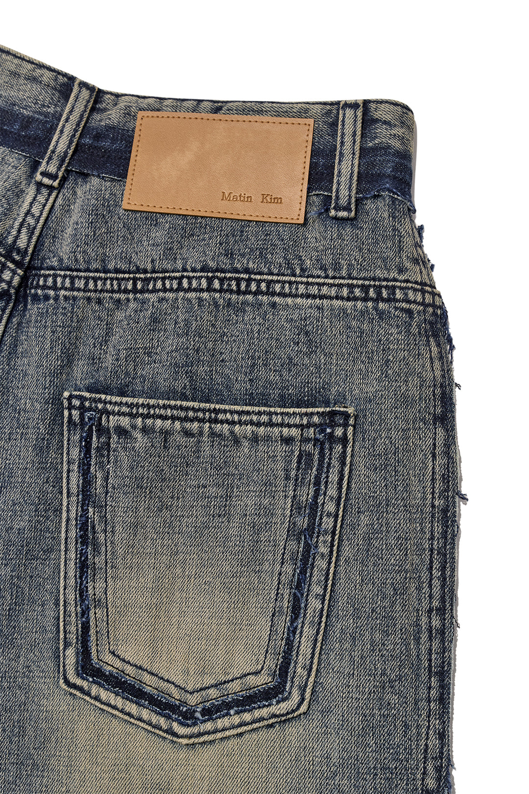 Matin Kim Rough Cut Line Point Denim — Smoke — Blue