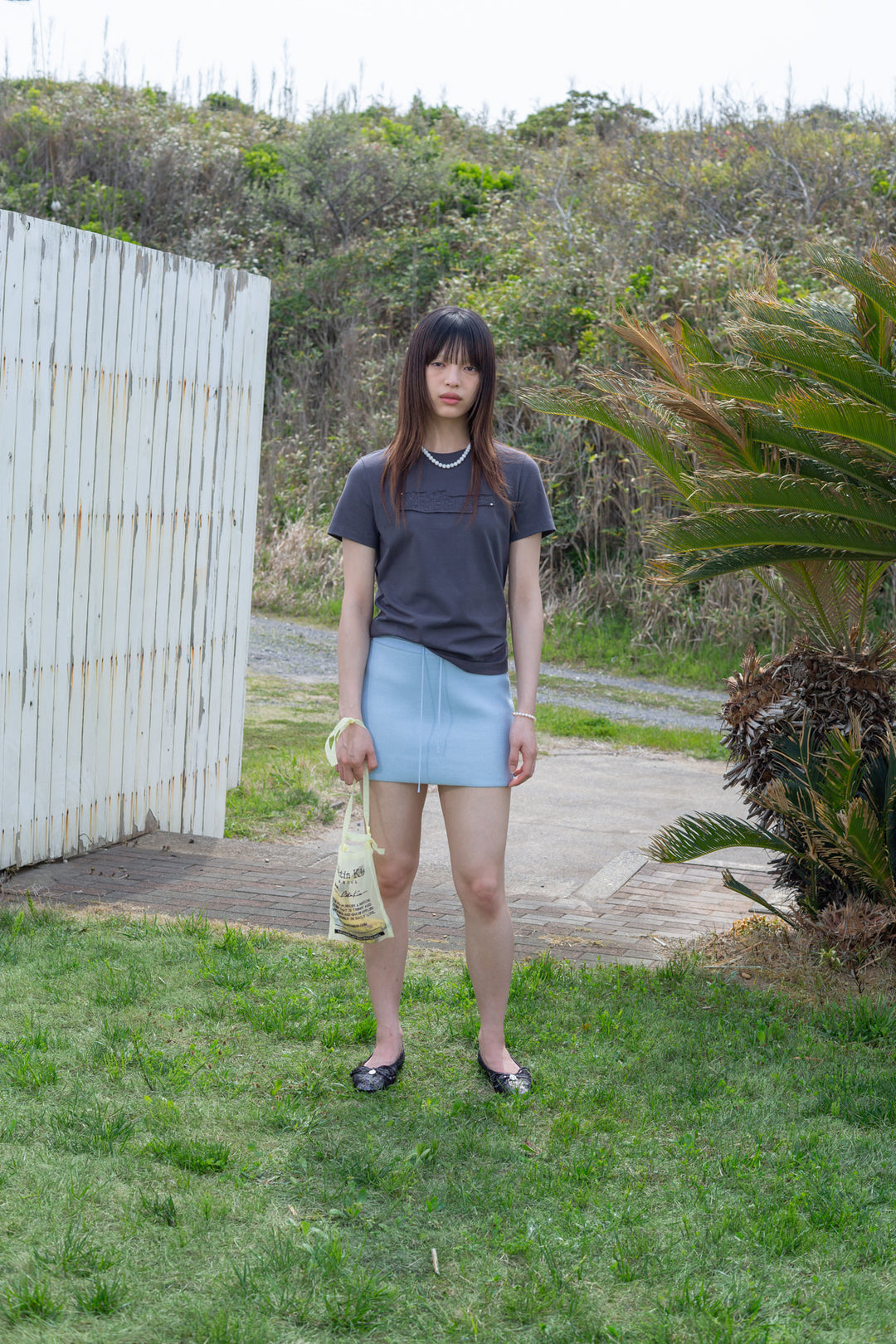 Matin Kim Applique Logo Patch Top — Charcoal