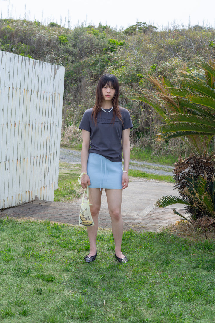 Matin Kim Applique Logo Patch Top — Charcoal