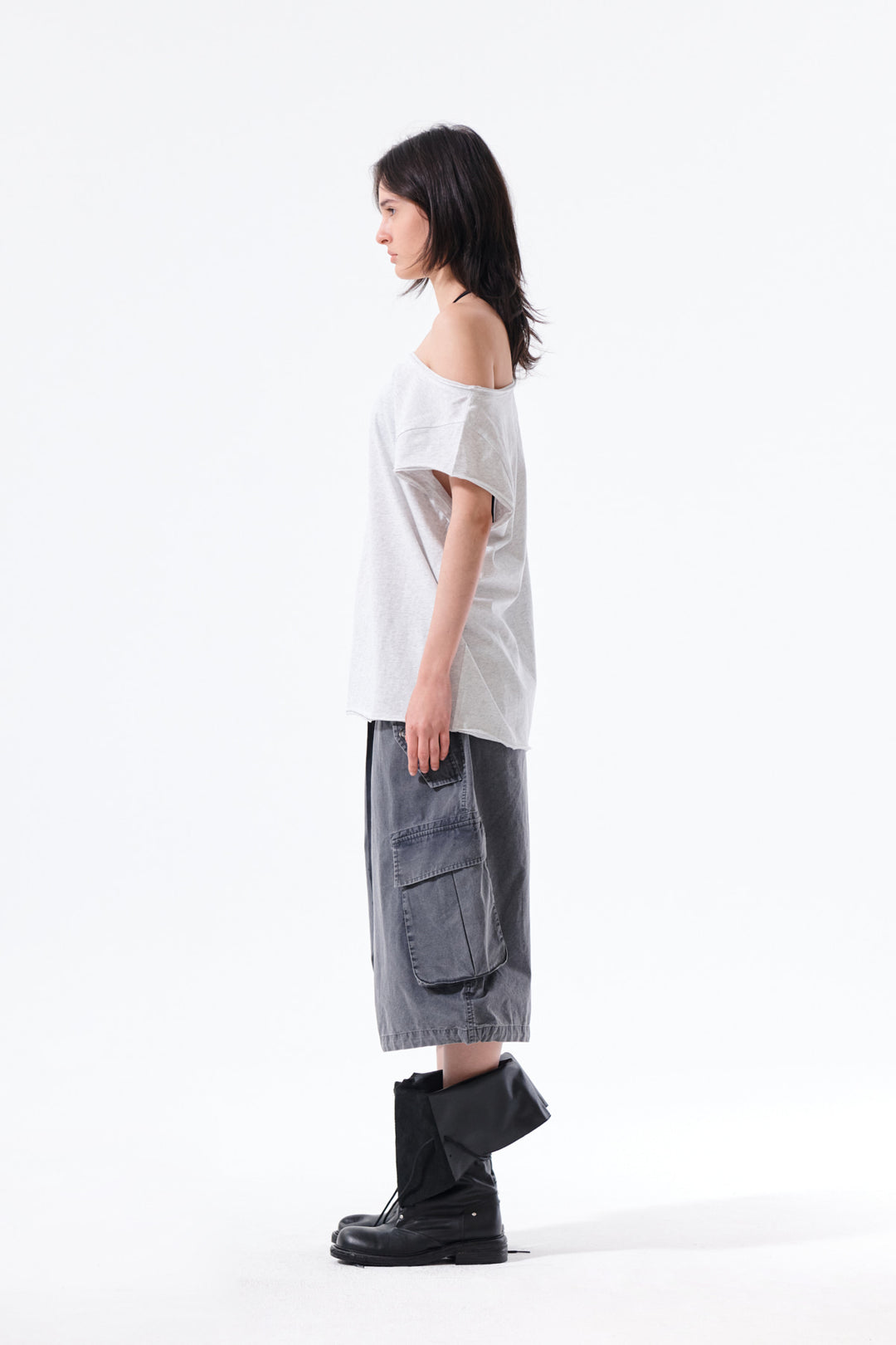 Matin Kim Washed Cotton Patch Pocket Bermudas — Charcoal