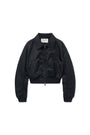 Matin Kim Appliqué Logo Shirring Bomber Jacket — Black