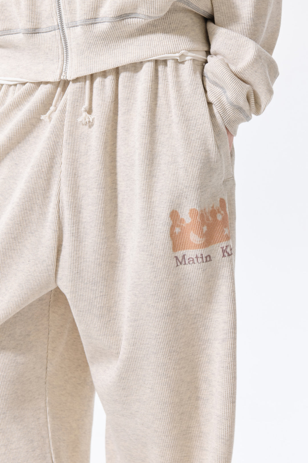 Matin Kim Sketch Graffiti Waffle Pants Light — Beige