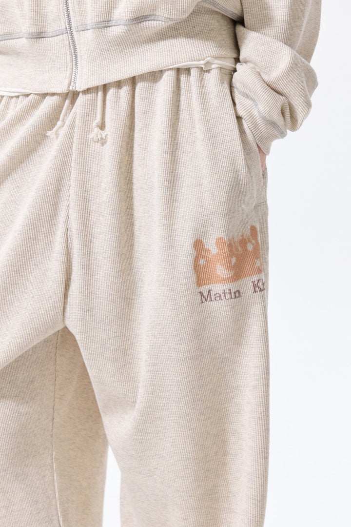 Matin Kim Sketch Graffiti Waffle Pants Light — Beige