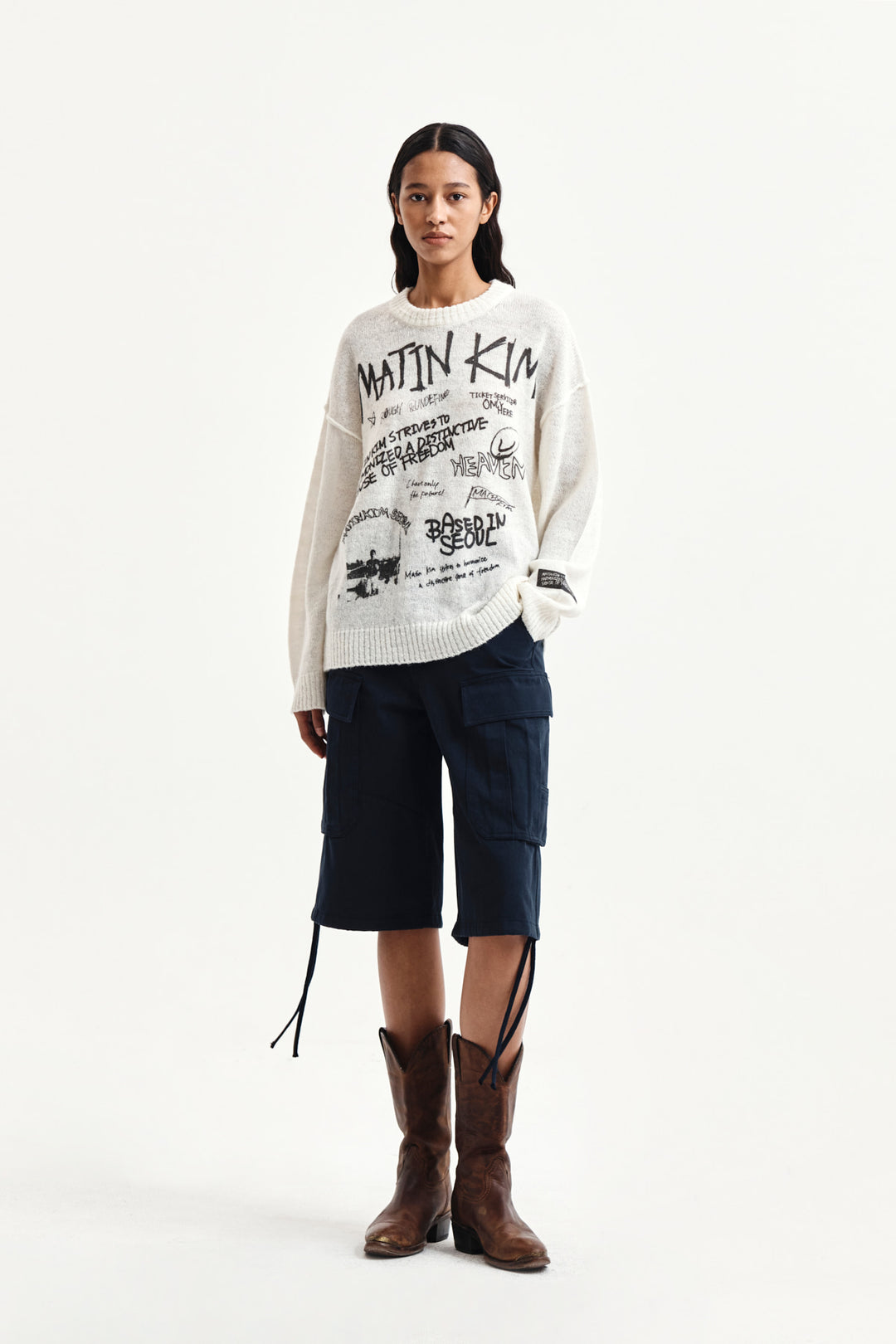 Matin Kim Graffiti Artwork Knit Pullover — Ivory