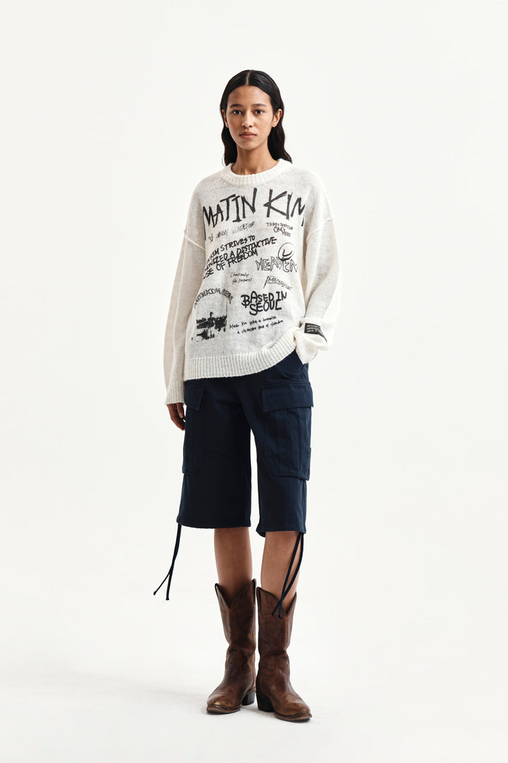 Matin Kim Graffiti Artwork Knit Pullover — Ivory