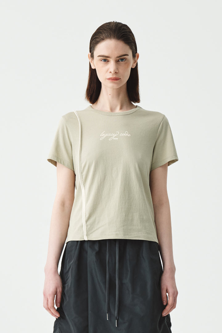 KIMMATIN Back Slit Slim Top in Light — Khaki