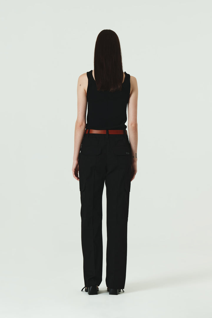 KIMMATIN Banding Straight Cargo Pants — Black