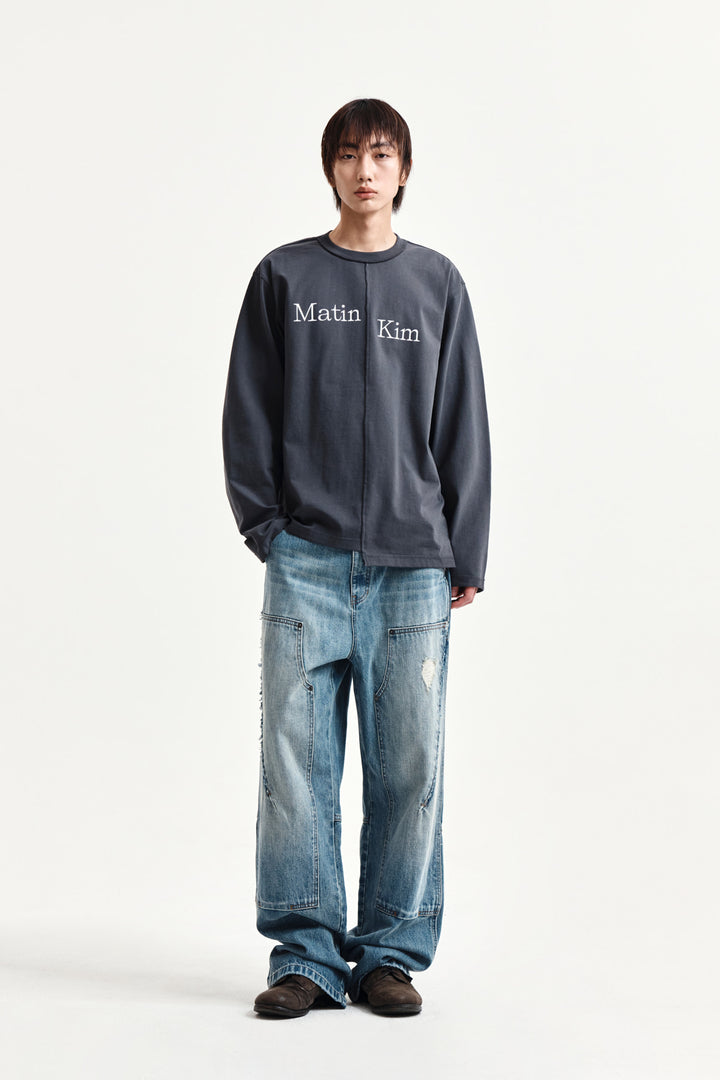 Matin Kim Asymmetric Logo Top — Charcoal
