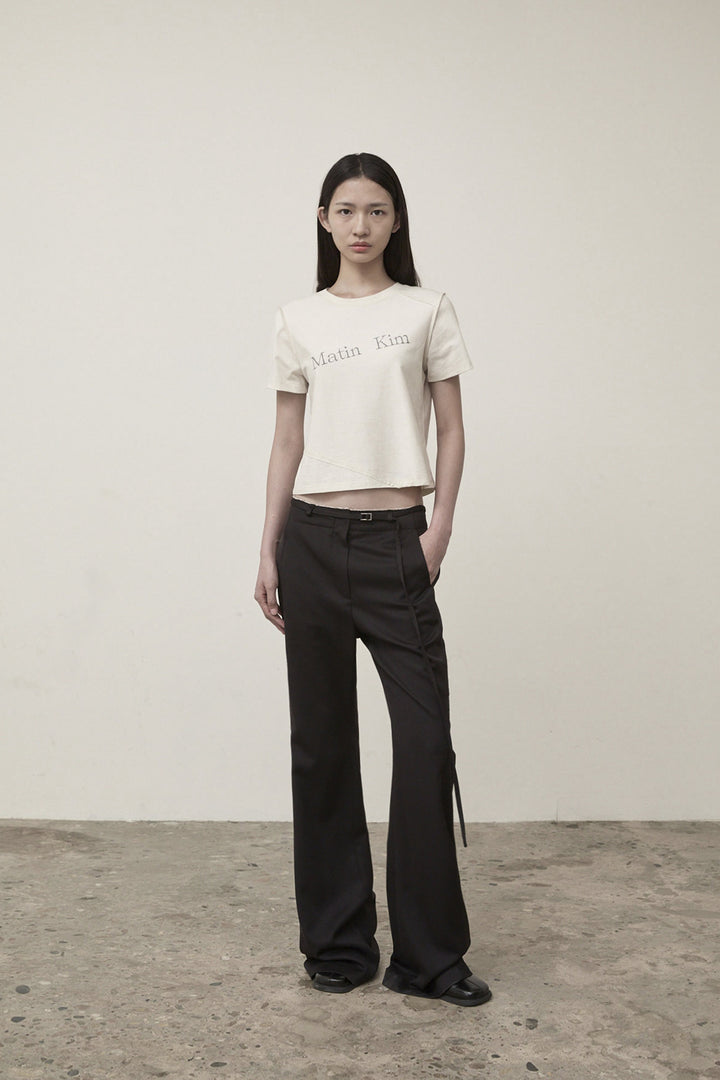 Matin Kim Diagonal Logo Reversible Crop Top — Ivory