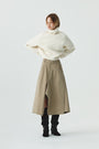 KIMMATIN Unbalance Cotton Flare Skirt — Beige