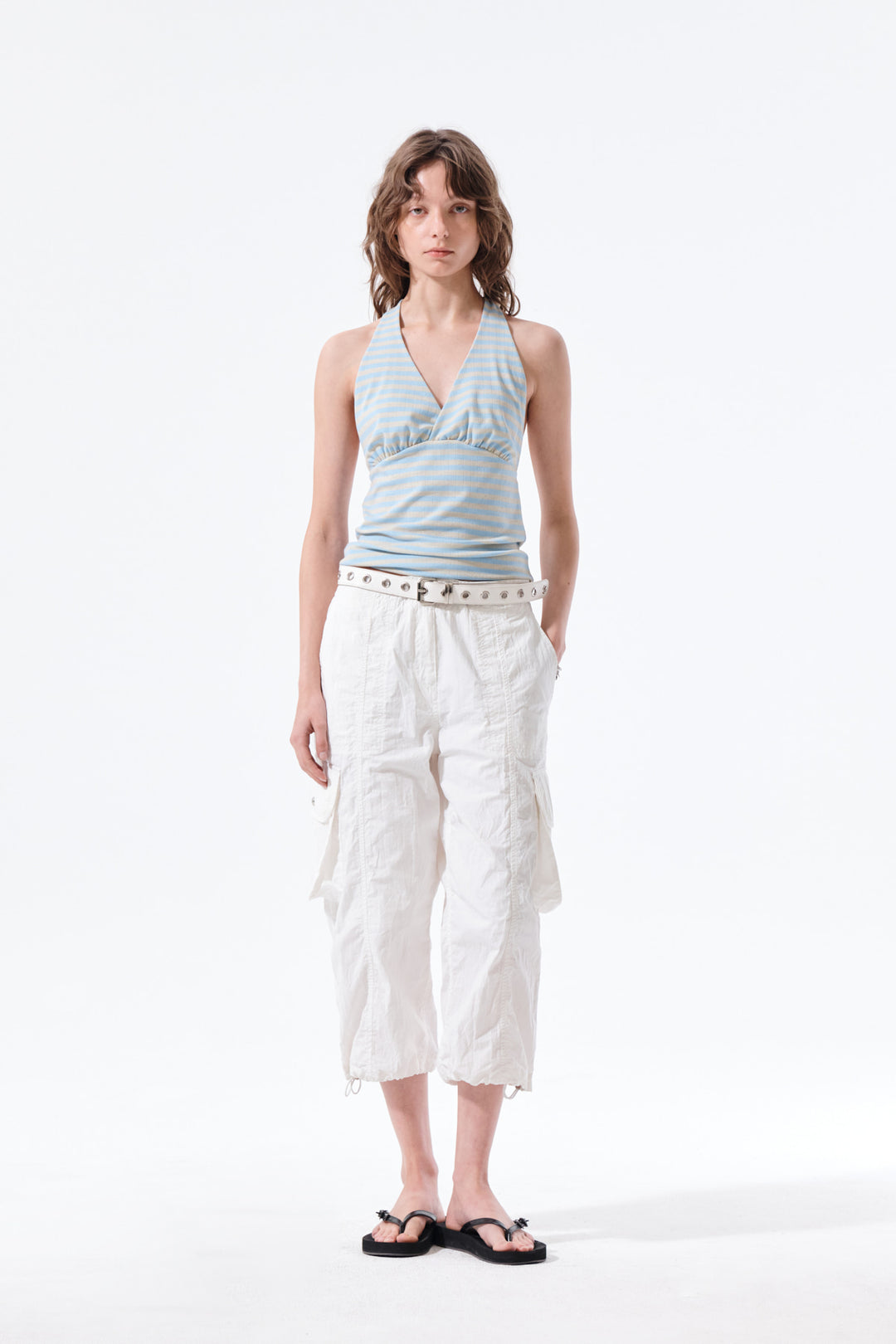 Matin Kim Striped Halter Neck Top — Light Blue