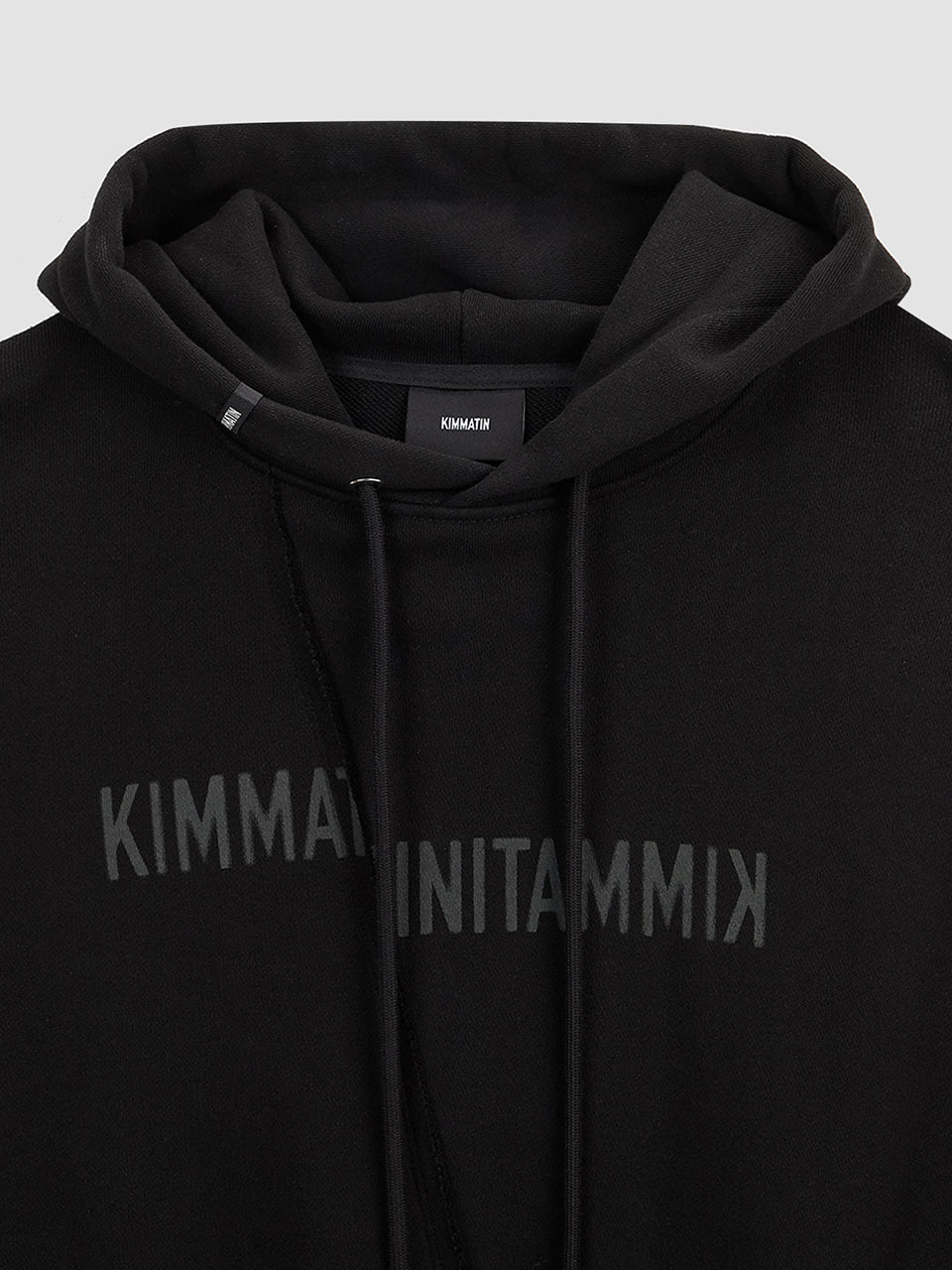 KIMMATIN Blurred Logo Raw Cut Oversize Hoody — Black