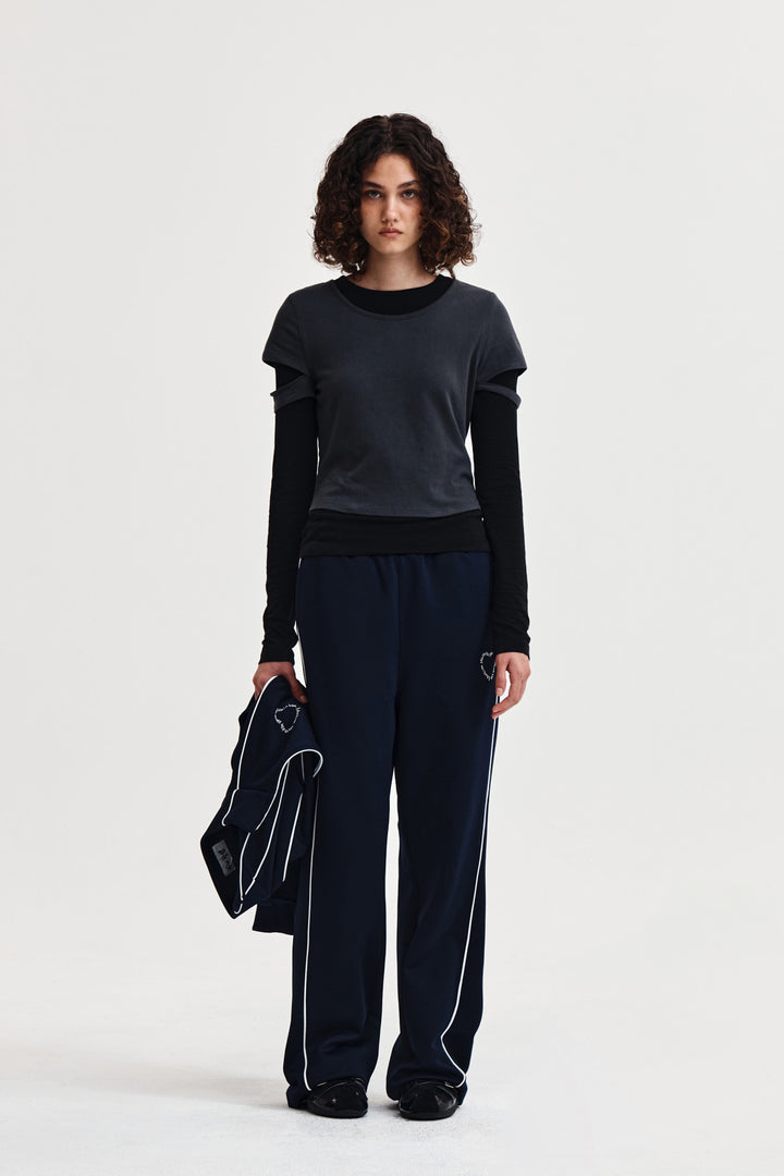 Matin Kim Layered Point Slim Top — Charcoal