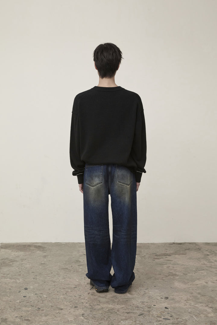 Matin Kim Color Trim Line Logo Pullover — Black