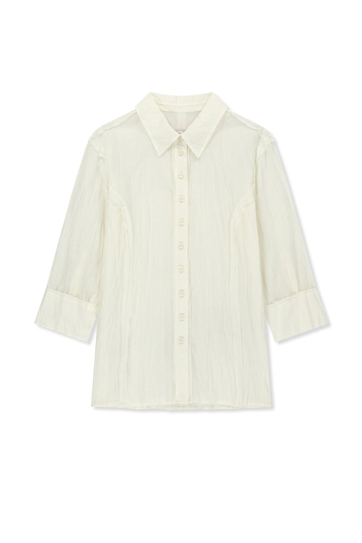 Matin Kim Raw Edge Crinkle Blouse — Cream