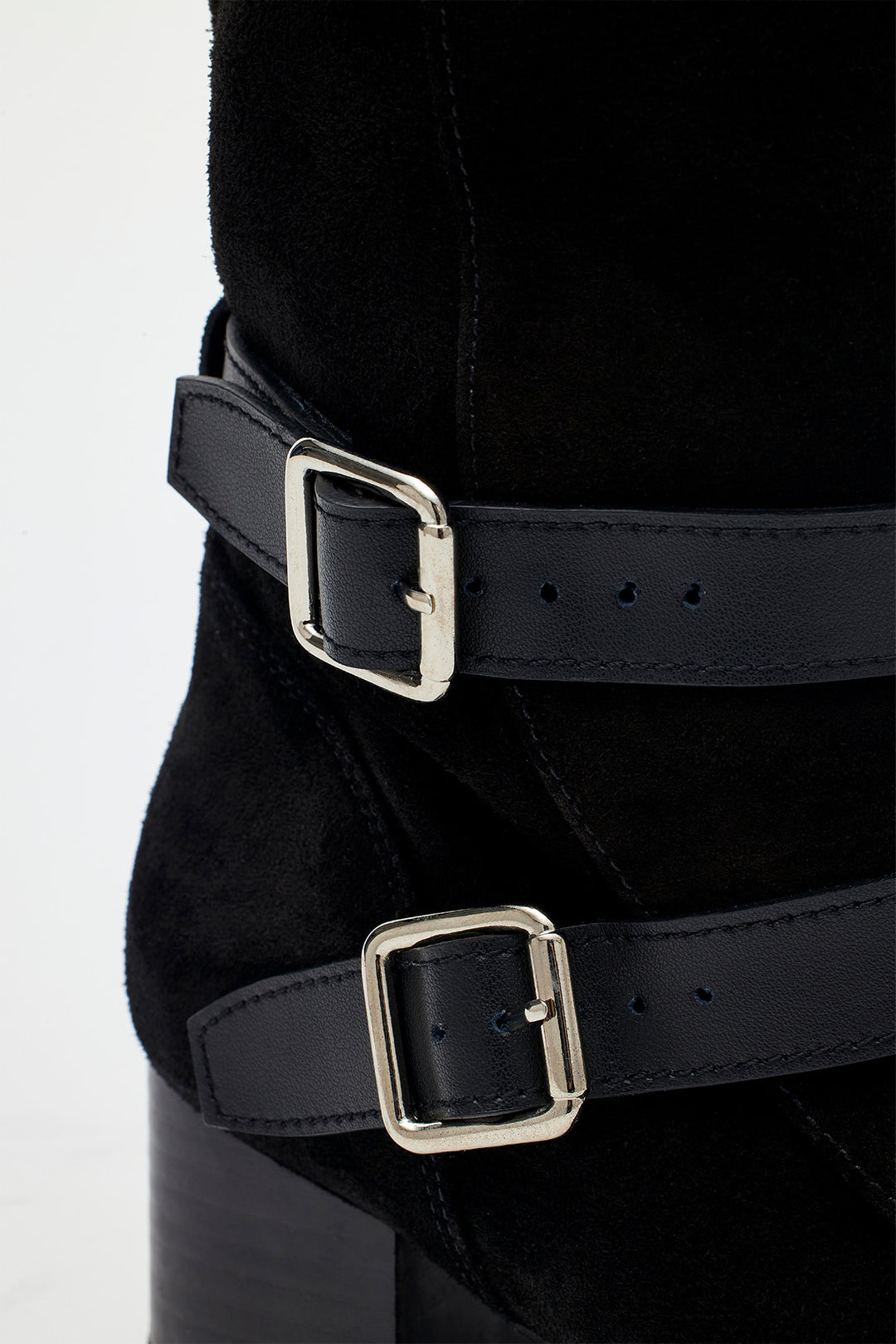 KIMMATIN Suede Buckle Long Boots — Black