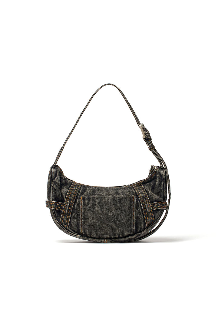 Matin Kim Washed Denim Mini Hobo Bag — Black