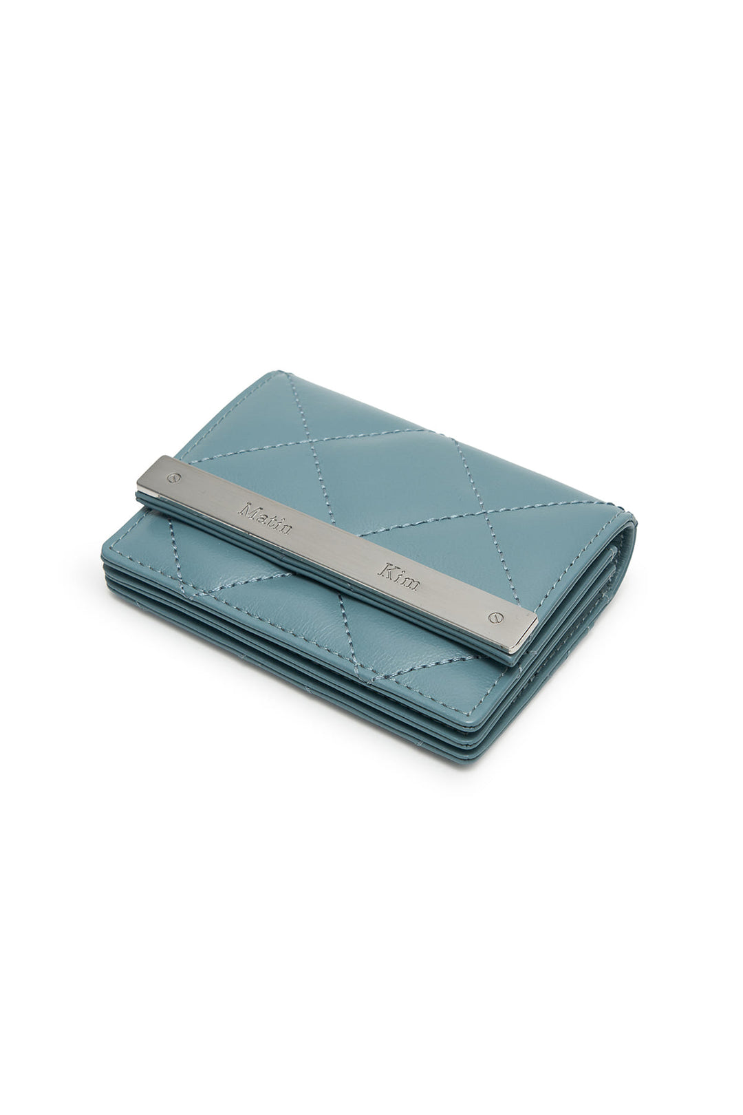Matin Kim Puff Quilt Leather Wallet — Blue