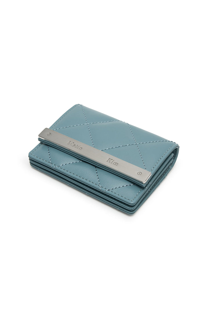 Matin Kim Puff Quilt Leather Wallet — Blue