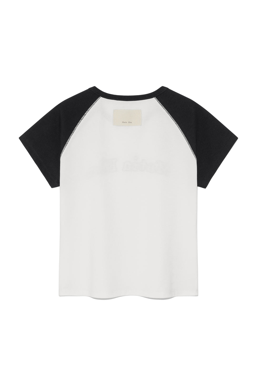 Matin Kim Flower Stitch Raglan Logo Top — Black