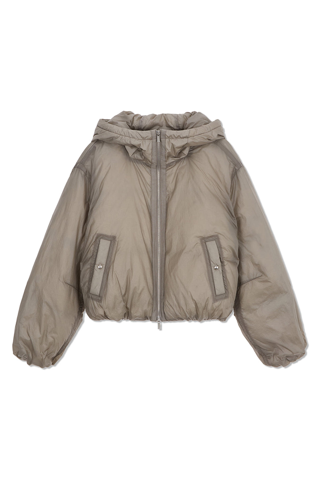 Matin Kim Back Logo Hoody Short Down Jumper — Beige