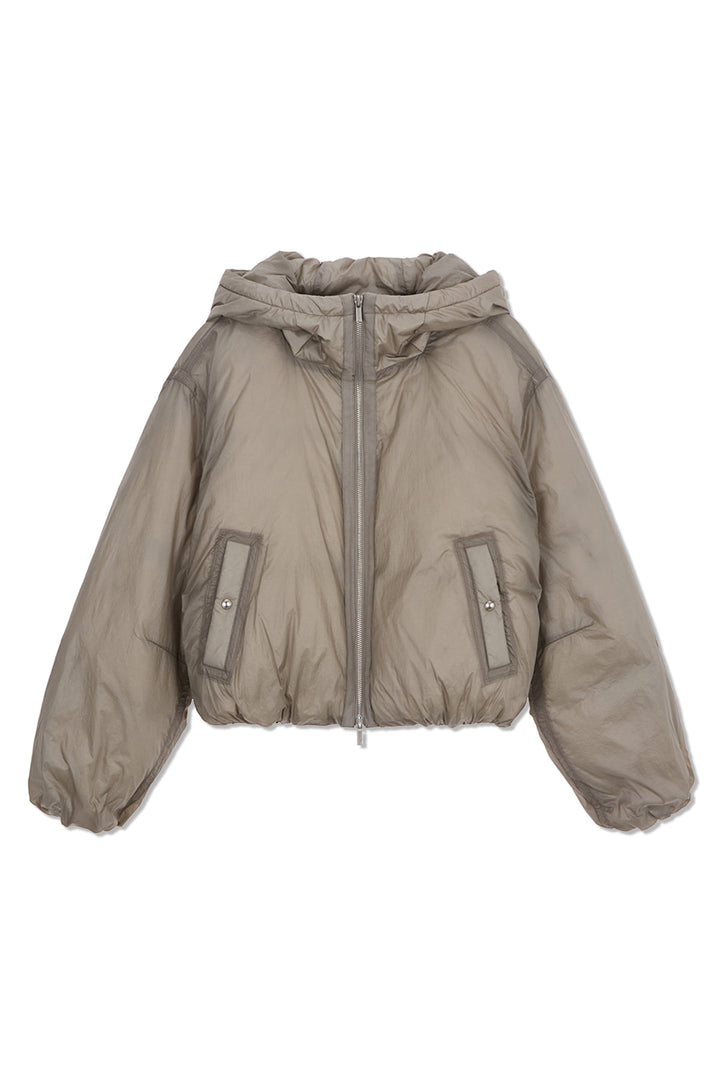 Matin Kim Back Logo Hoody Short Down Jumper — Beige