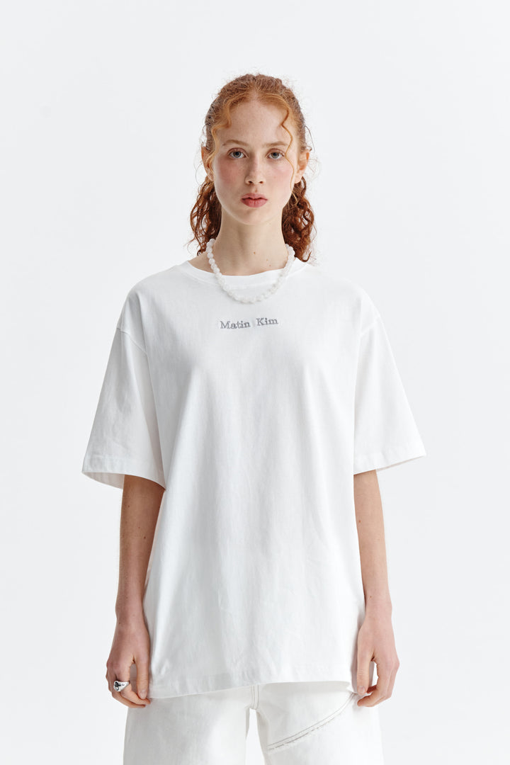 Matin Kim Embroidery Small Logo Oversize Top — White