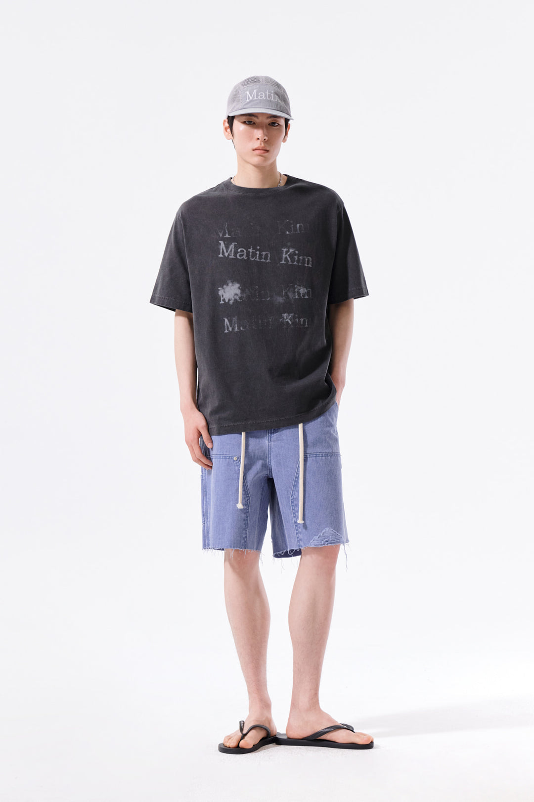 Matin Kim Pigment Graffiti Logo Tee — Charcoal