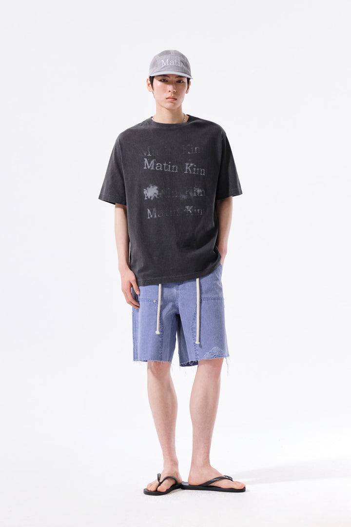 Matin Kim Pigment Graffiti Logo Tee — Charcoal