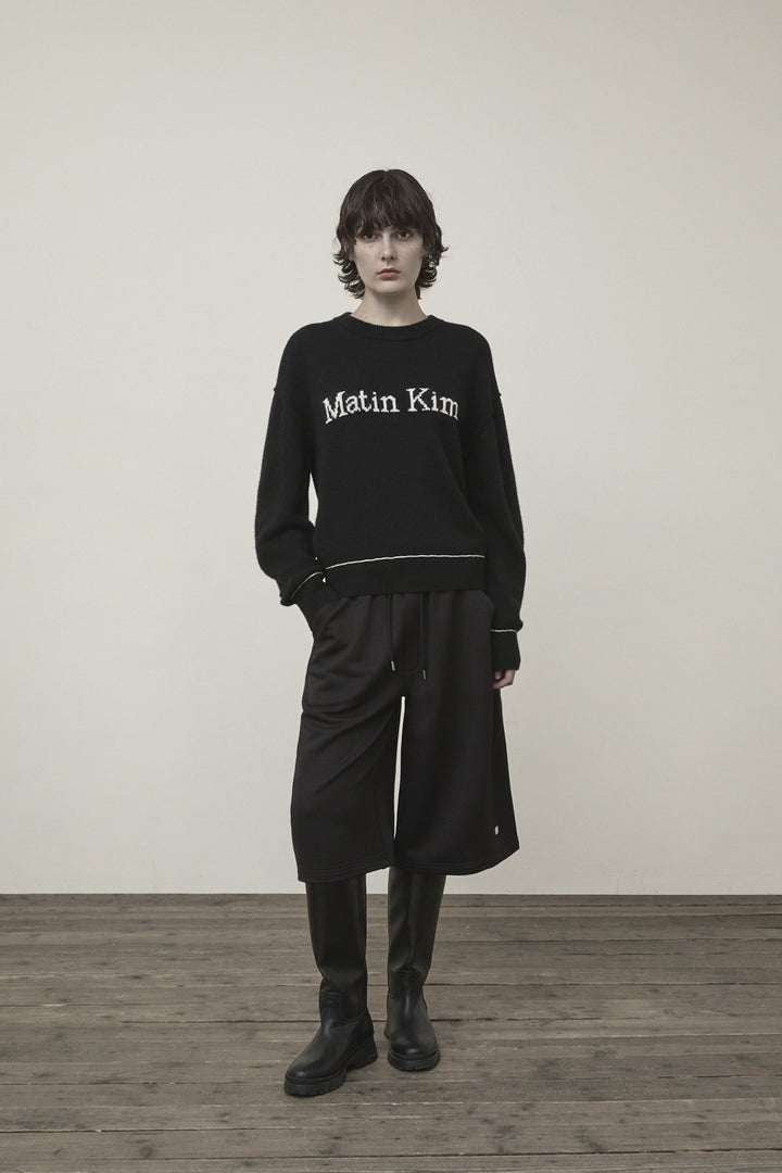 Matin Kim Color Trim Line Logo Pullover — Black