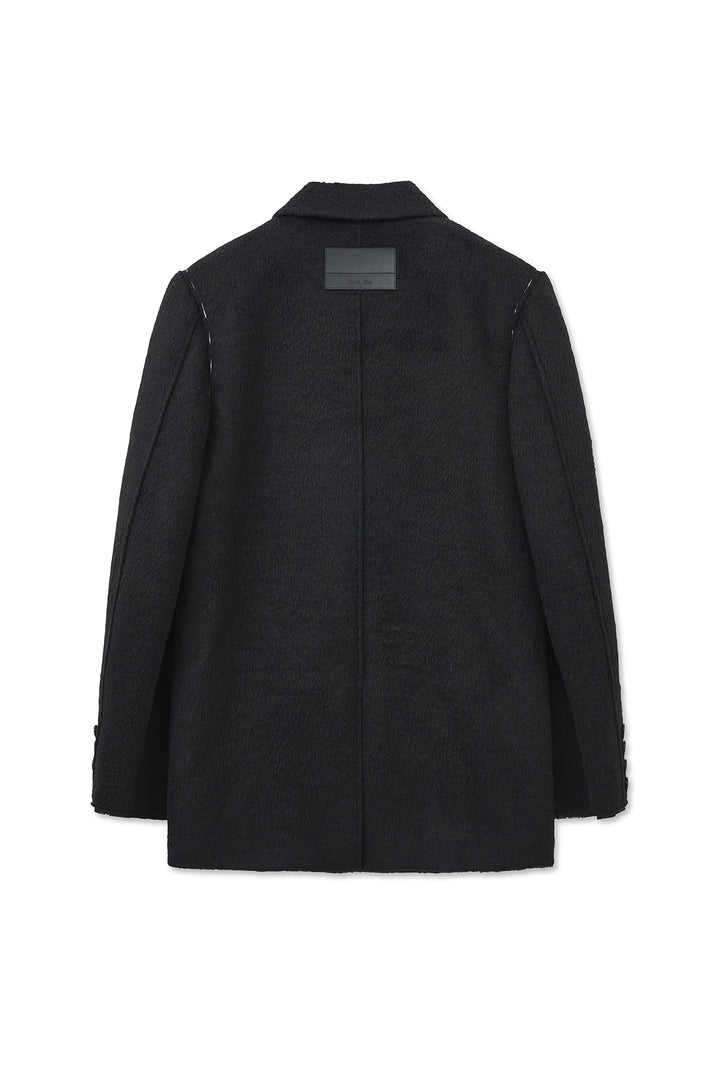 Matin Kim Hairy Overfit Stitch Single Jacket — Black