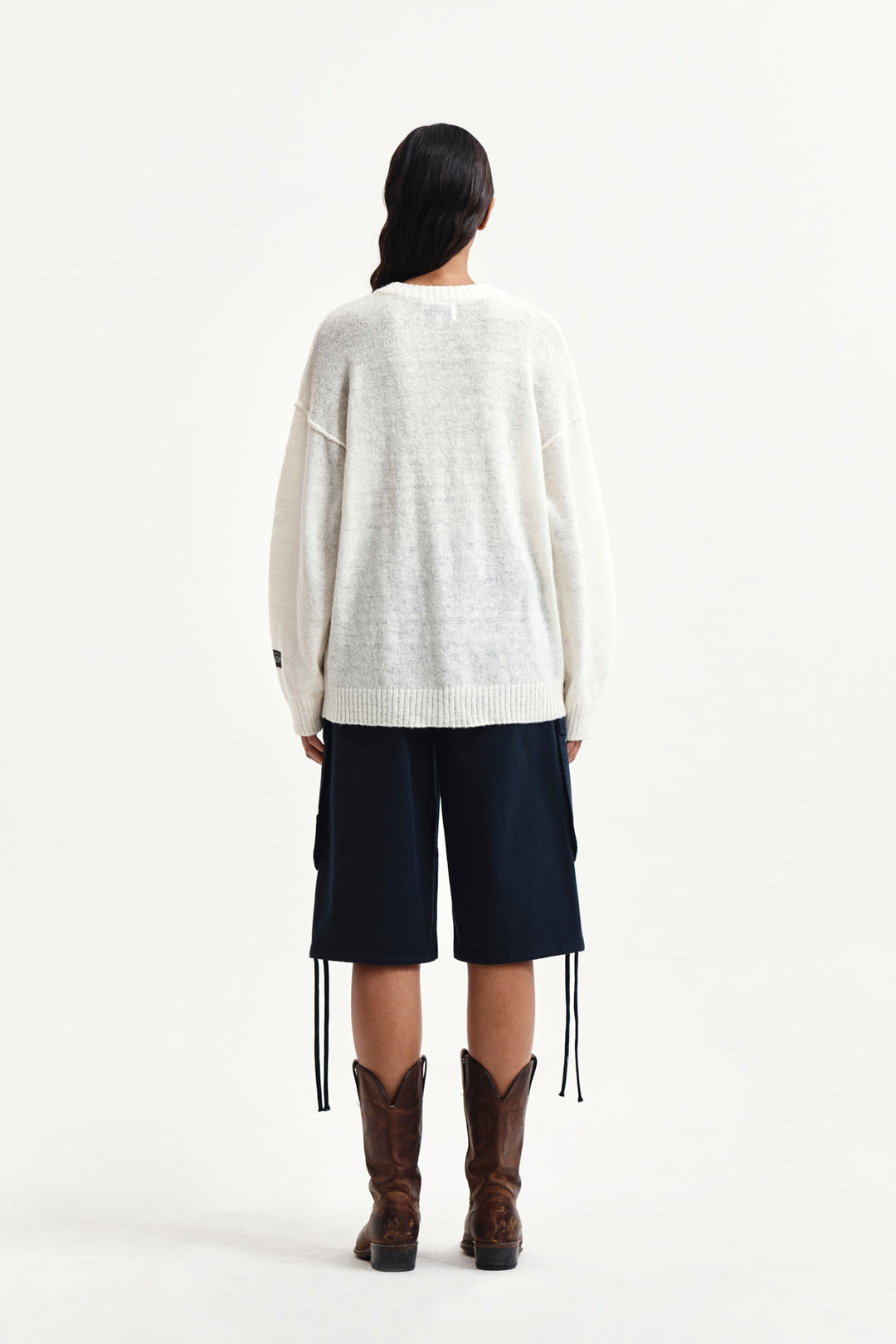 Matin Kim Utility Cargo Bermuda Shorts — Navy blue