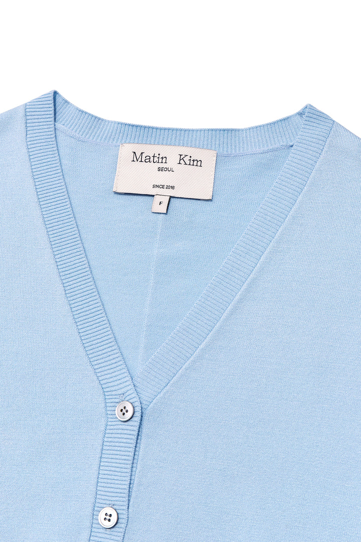 Matin Kim Slit Detail Button Cardigan — Light Blue
