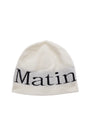 Matin Kim Logo Jacquard Short Beanie — White
