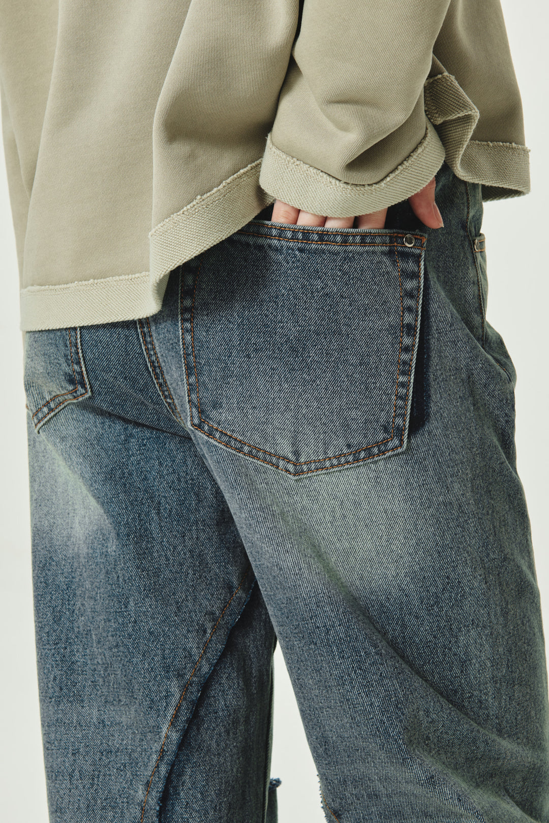 KIMMATIN Slit Point Flare Denim — Blue