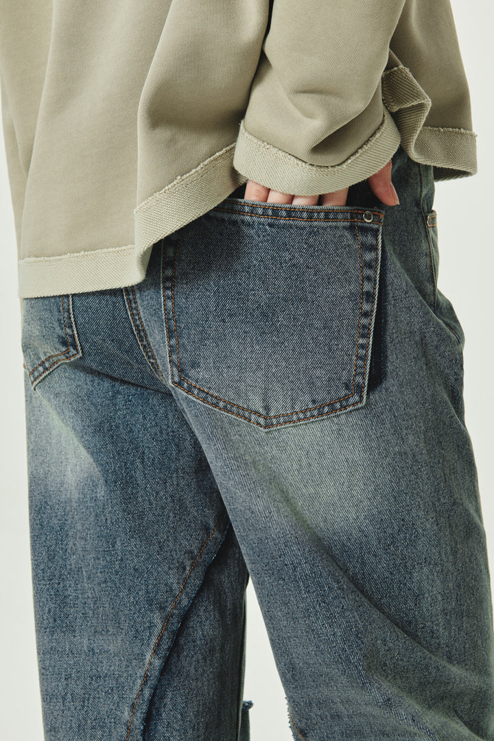 KIMMATIN Slit Point Flare Denim — Blue