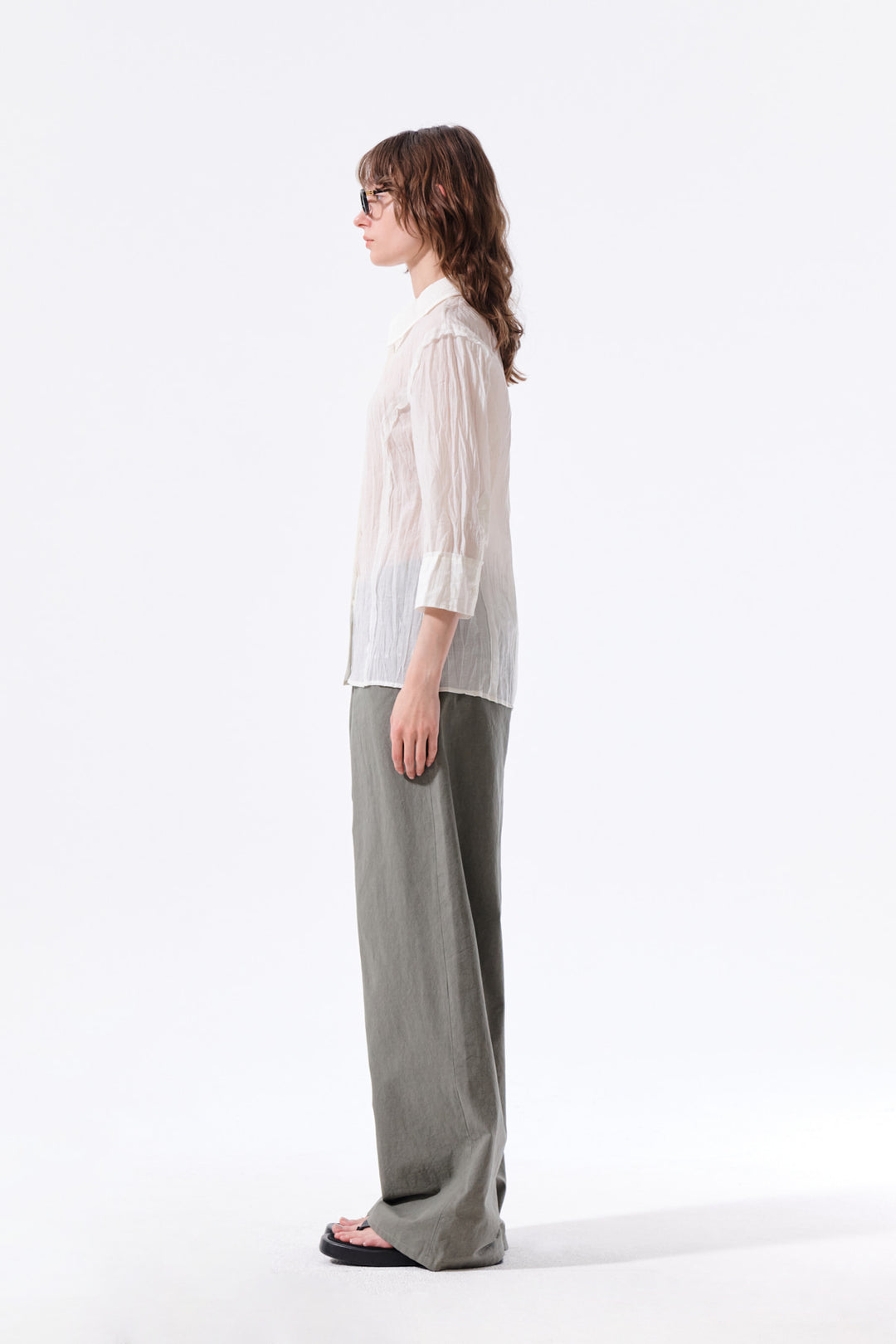 Matin Kim Raw Edge Crinkle Blouse — Cream