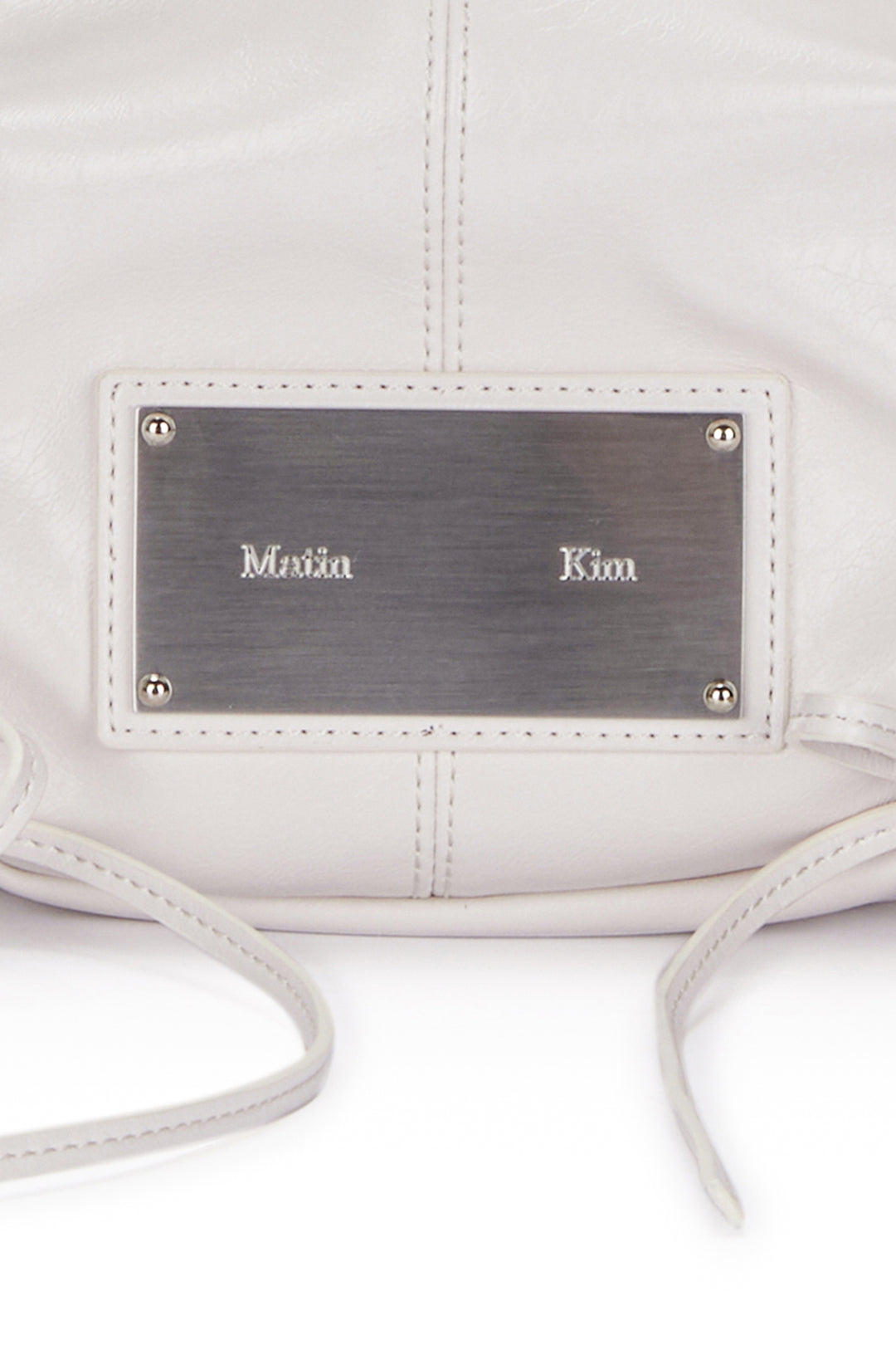 Matin Kim Half Shirring Ribbon Round Bag — Ivory