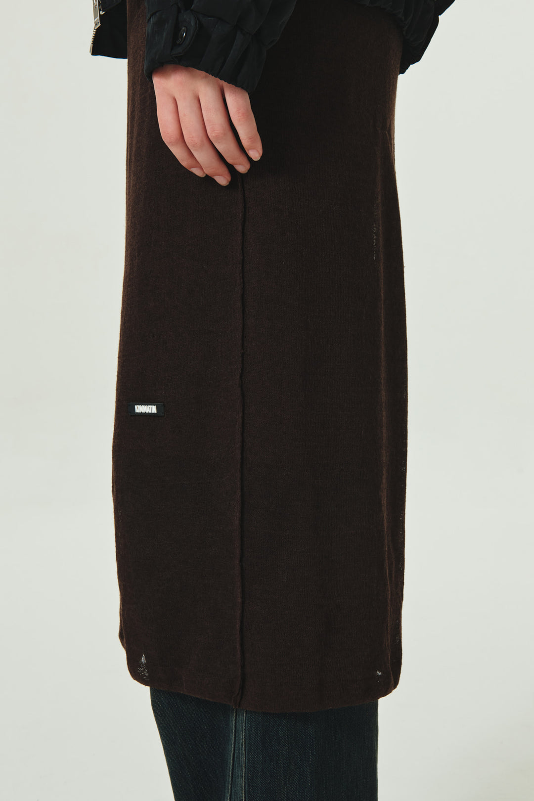 KIMMATIN H Line Sheer Knit Skirt — Brown