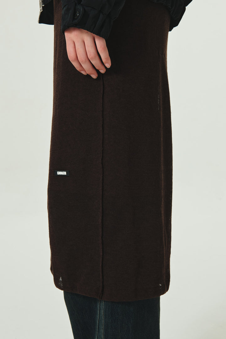 KIMMATIN H Line Sheer Knit Skirt — Brown