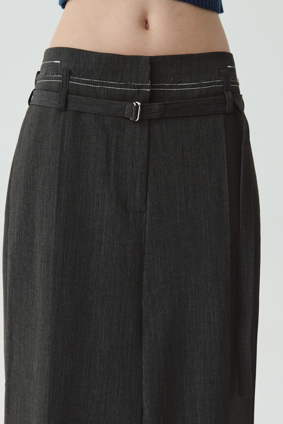 KIMMATIN Slit Point H Line Long Skirt — Gray