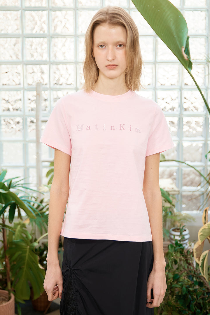 Matin Kim Sticker Graphic Logo Top — Pink